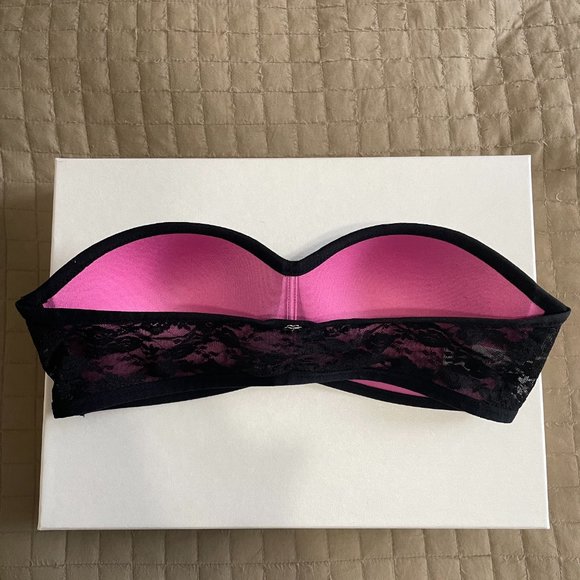 PINK Victoria's Secret Black Lace Bandeau Bra - Picture 2 of 4